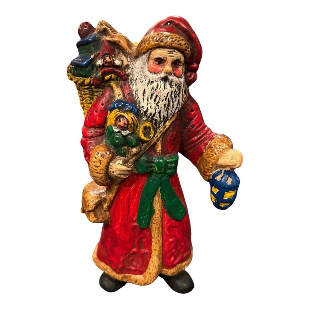 Vintage Blow Mold Santa Figurine Christmas Ornament Old World Santa Freestanding